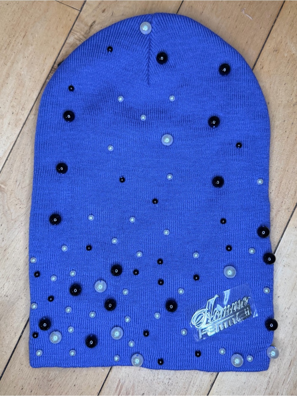 Homme Femme Pearl Beanie Blue OS Msrp $85.00